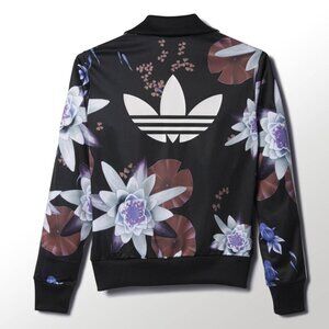 Adidas Originals Lotus Print Track Jacket Black Floral Flowers XS, Preowned